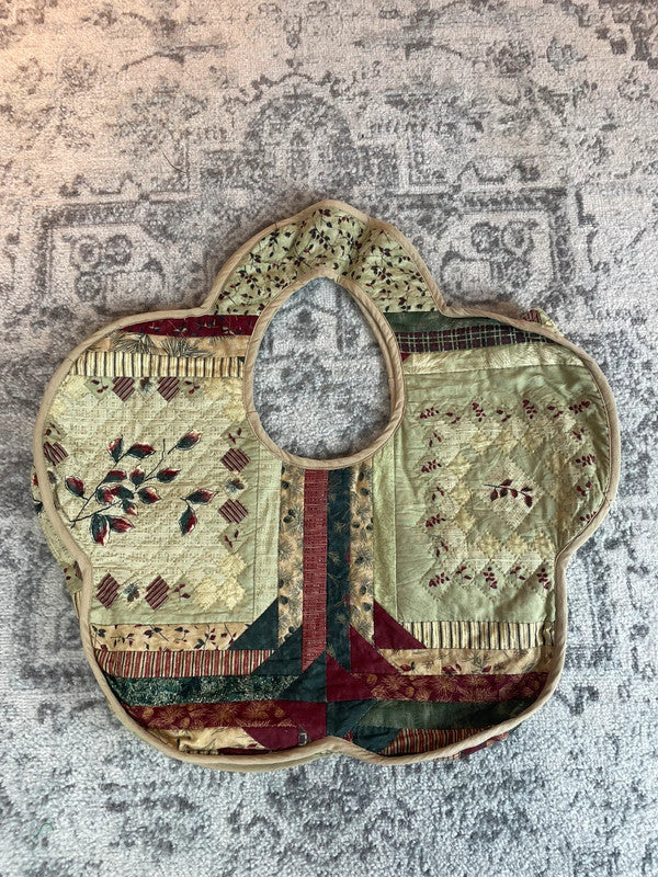 Sac fourre tout en toile matelassé en forme de fleur handmade upcyclé retravaillé premium n•352