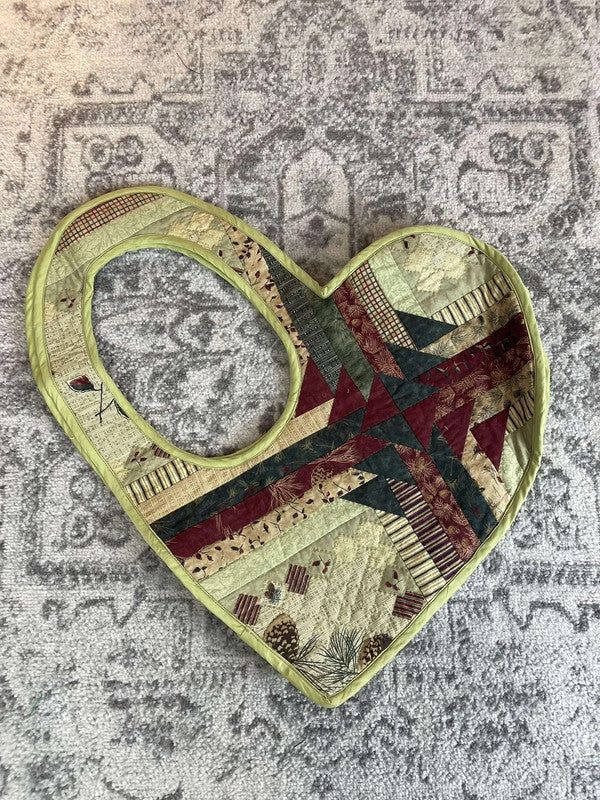 Sac fourre tout en toile matelassé en forme de cœur handmade upcyclé retravaillé premium n•358