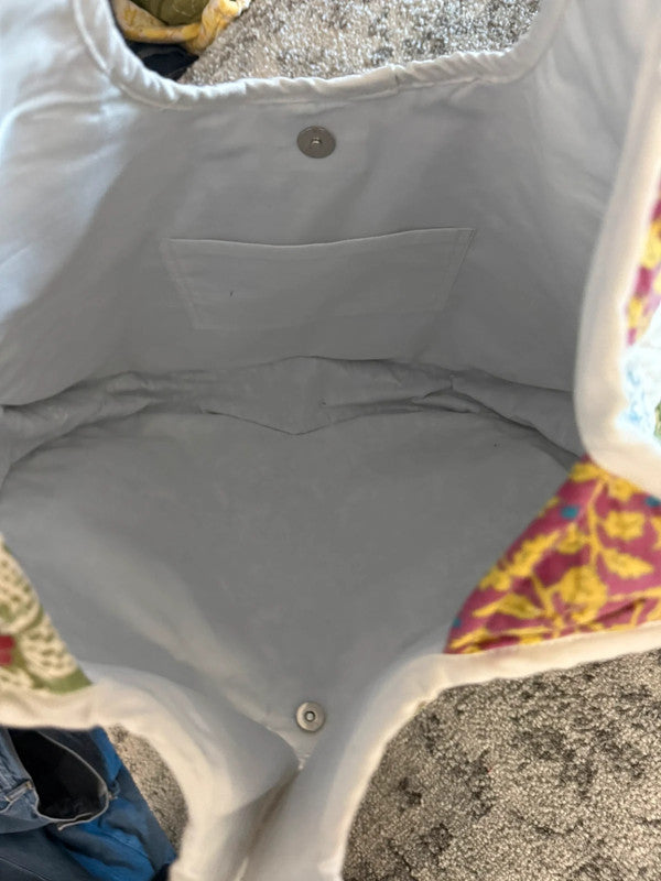 Sac fourre tout en toile matelassé en forme de cœur handmade upcyclé retravaillé premium n•358