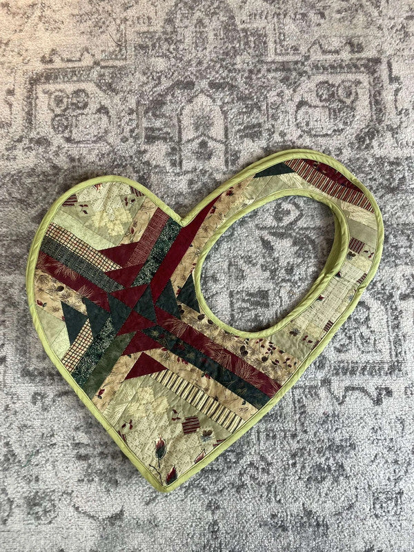 Sac fourre tout en toile matelassé en forme de cœur handmade upcyclé retravaillé premium n•358