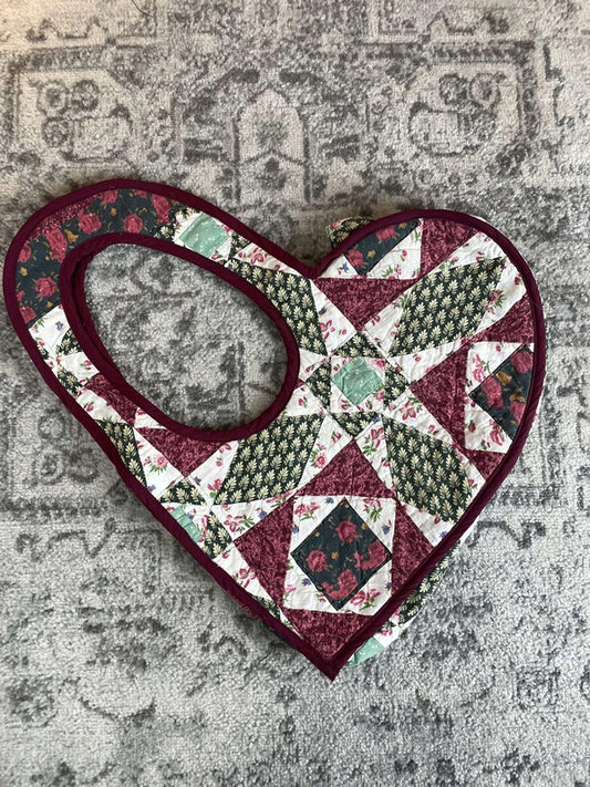 Sac fourre tout en toile matelassé en forme de cœur handmade upcyclé retravaillé premium n•359