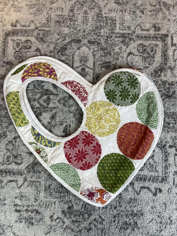 Sac fourre tout en toile matelassé en forme de cœur handmade upcyclé retravaillé premium n•361