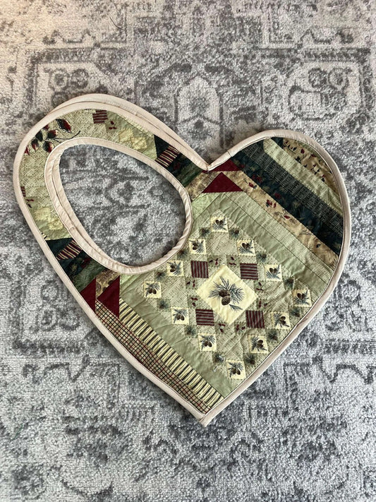 Sac fourre tout en toile matelassé en forme de cœur handmade upcyclé retravaillé premium n•362