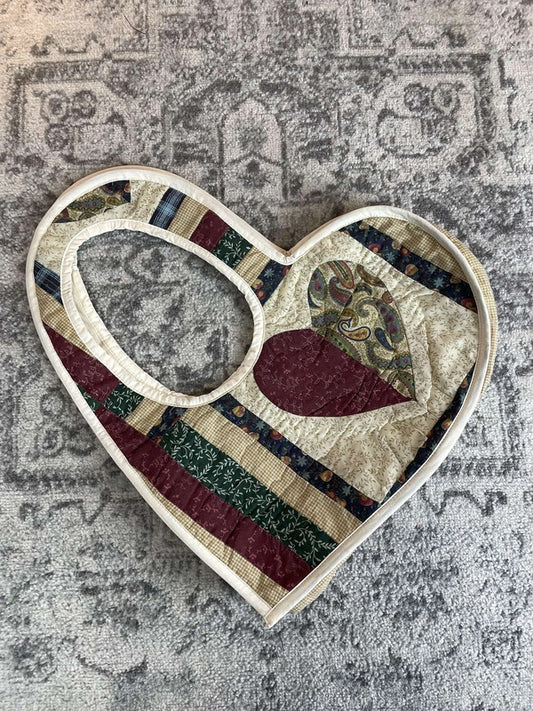 Sac fourre tout en toile matelassé en forme de cœur handmade upcyclé retravaillé premium n•363