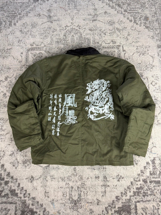 Veste Harrington matelassé en toile design streetwear y2k vintage hip-hop fait main taille M n•451