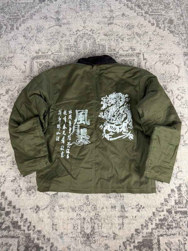 Veste Harrington matelassé en toile design streetwear y2k vintage hip-hop fait main taille M n•451