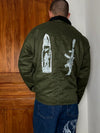 Veste Harrington matelassé en toile design streetwear y2k vintage hip-hop fait main taille L n•452