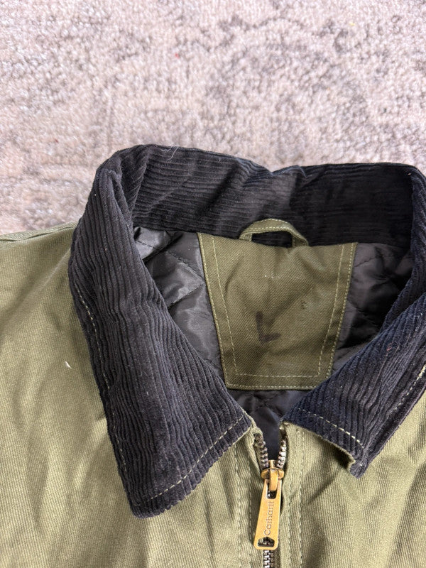 Veste Harrington matelassé en toile design streetwear y2k vintage hip-hop fait main taille L n•452