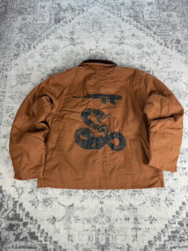 Veste Harrington matelassé en toile design streetwear y2k crop hip-hop fait main taille L n•453