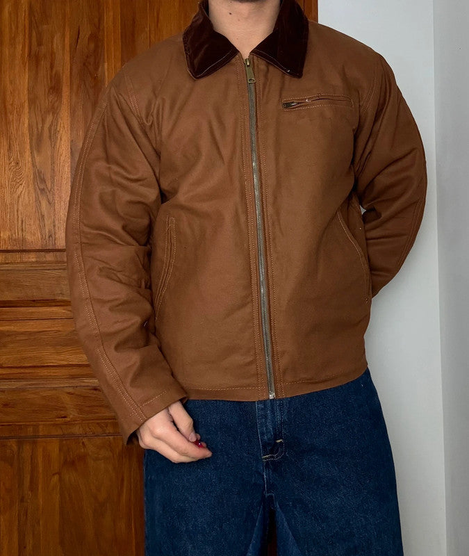 Veste Harrington crop matelassé en toile design streetwear y2k hip-hop fait main taille M n•454