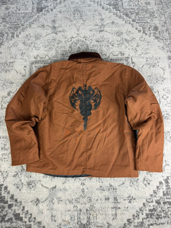Veste Harrington crop matelassé en toile design streetwear y2k hip-hop fait main taille M n•454