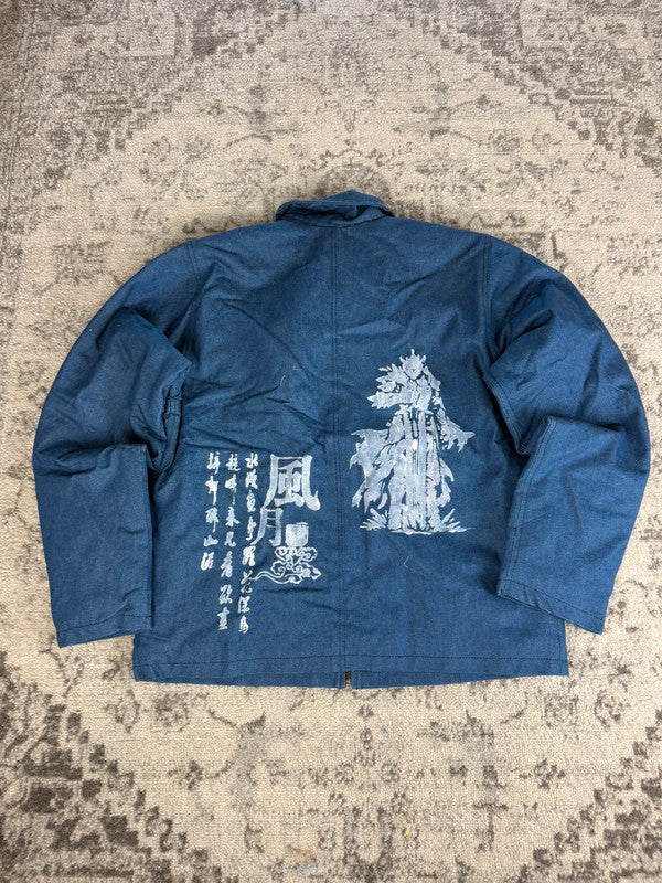 Veste Harrington crop matelassé en toile design streetwear y2k hip-hop fait main taille M n•455