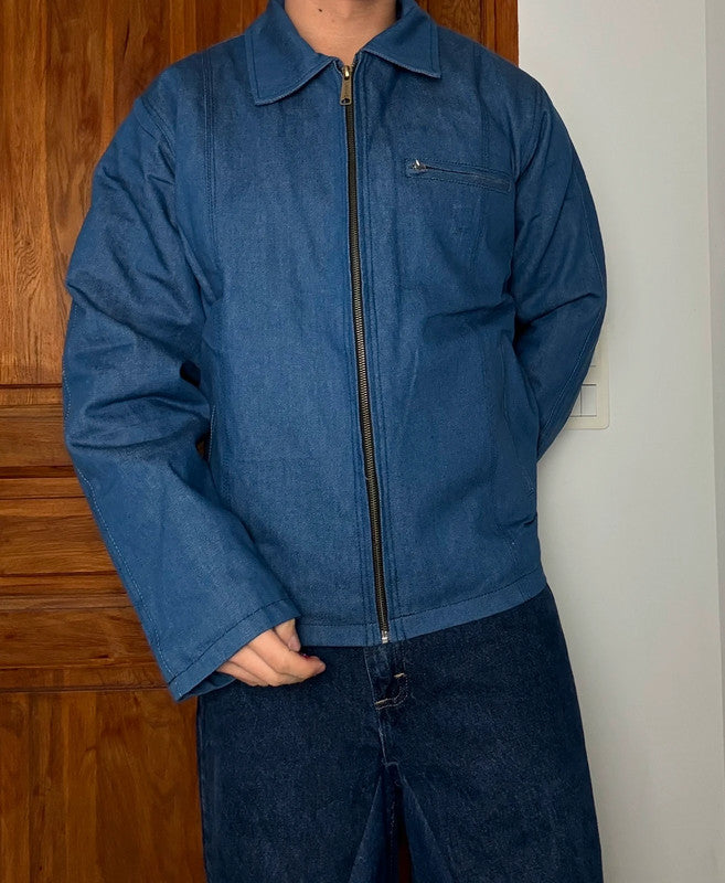 Veste Harrington crop matelassé en toile design streetwear y2k hip-hop fait main taille M n•455