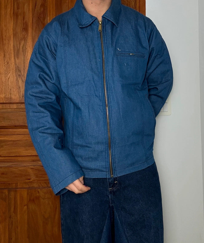Veste Harrington crop matelassé en toile design streetwear y2k hip-hop fait main taille L n•456