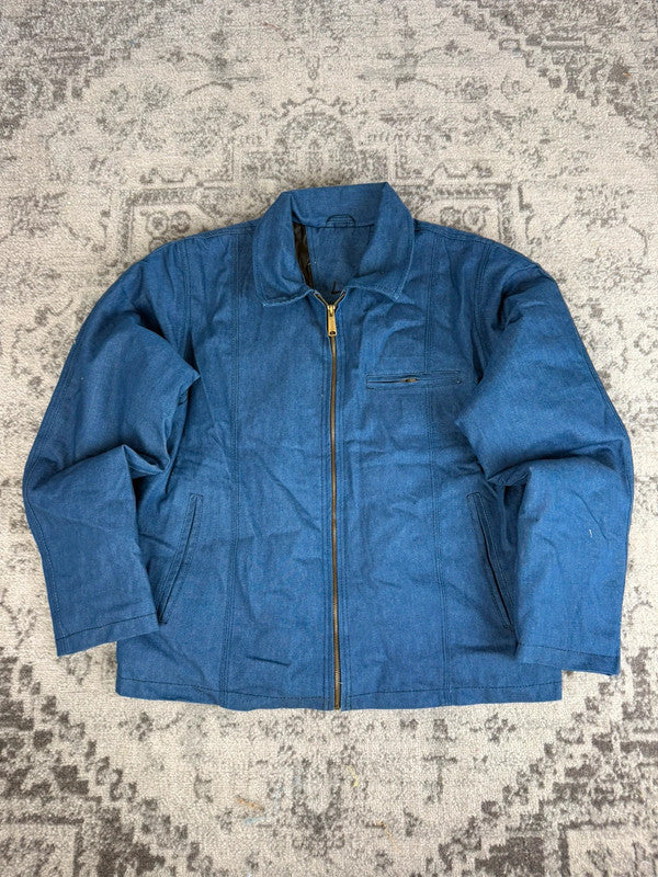 Veste Harrington crop matelassé en toile design streetwear y2k hip-hop fait main taille L n•456