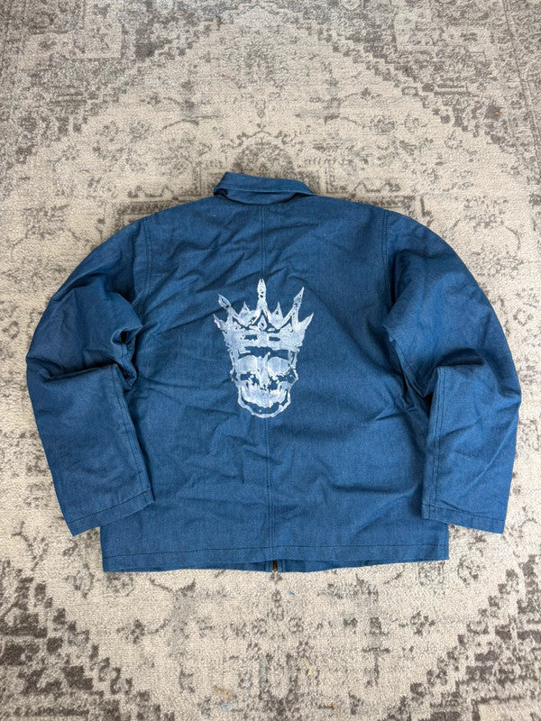 Veste Harrington crop matelassé en toile design streetwear y2k hip-hop fait main taille L n•456