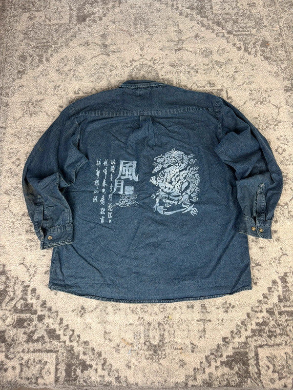 Chemise Dickies large baggy design streetwear y2k hip-hop fait main taille XXL n•457