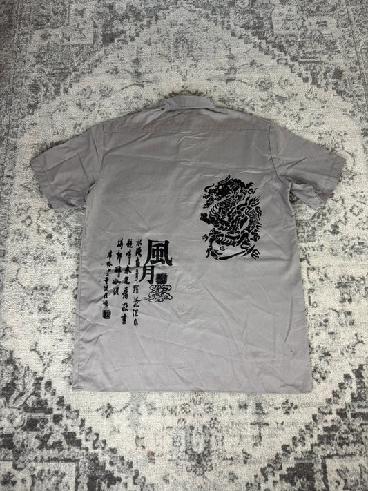 Chemise Dickies large baggy design streetwear y2k hip-hop fait main taille L n•458