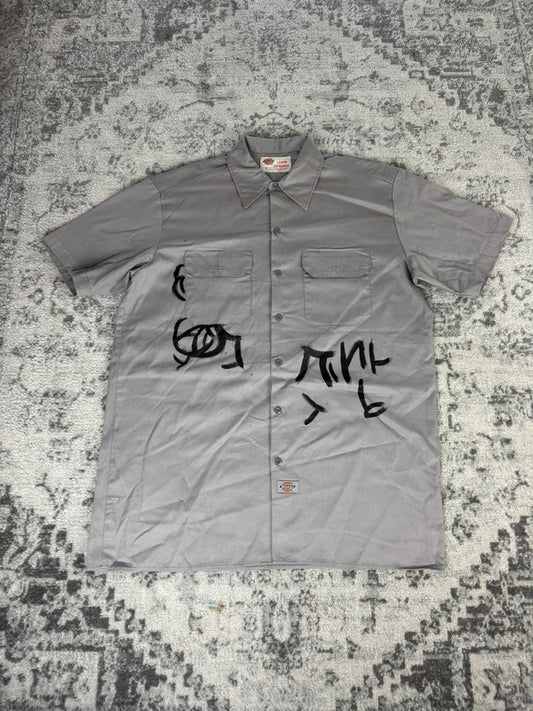 Chemise Dickies large baggy design streetwear y2k hip-hop fait main taille L n•458