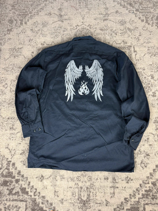 Chemise Dickies large baggy design streetwear y2k hip-hop fait main taille M n•462