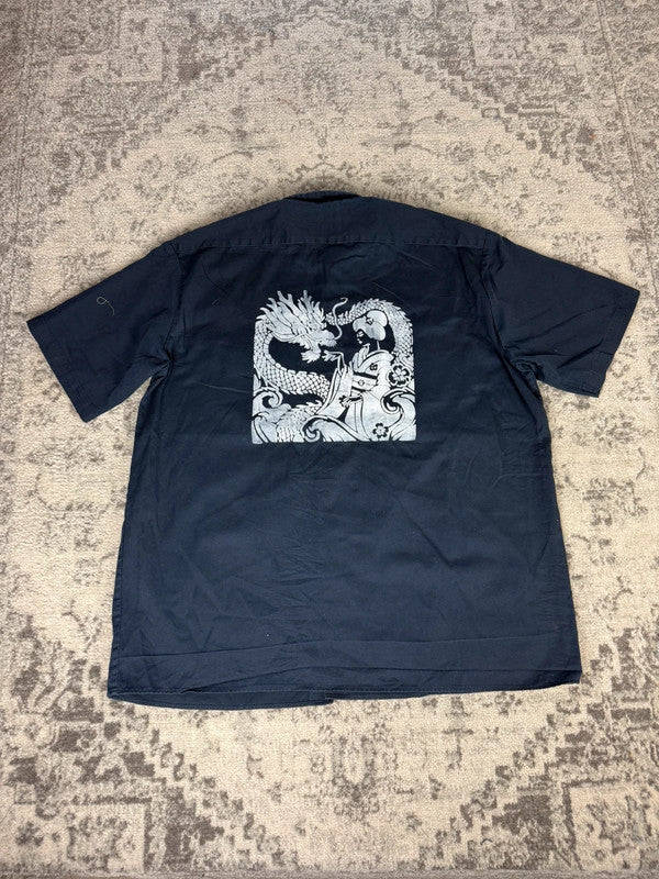 Chemise Dickies manches courtes large baggy design streetwear y2k hip-hop fait main taille XXL n•464