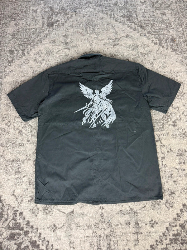 Chemise Dickies à manches courtes large baggy design streetwear y2k hip-hop fait main taille L n•465