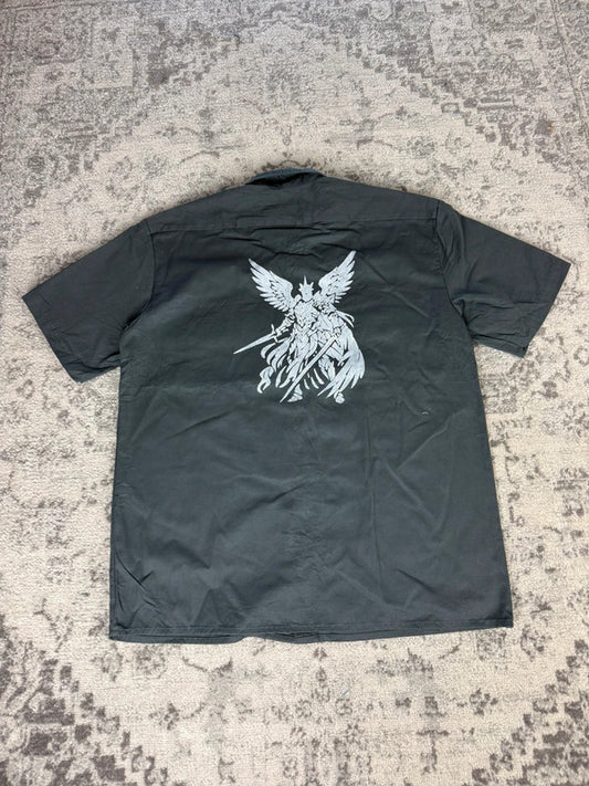 Chemise Dickies à manches courtes large baggy design streetwear y2k hip-hop fait main taille L n•465