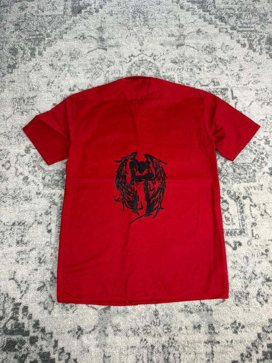 Chemise Dickies à manches courtes large baggy design streetwear y2k hip-hop fait main taille S n•475