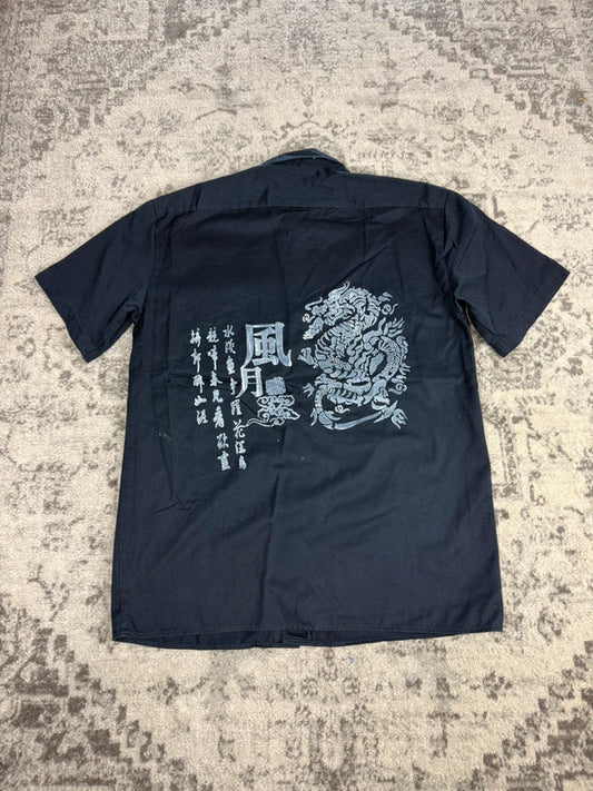 Chemise Dickies à manches courtes large baggy design streetwear y2k hip-hop fait main taille M n•477