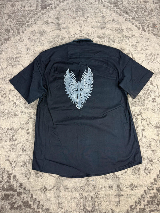 Chemise Dickies à manches courtes large baggy design streetwear y2k hip-hop fait main taille L n•479