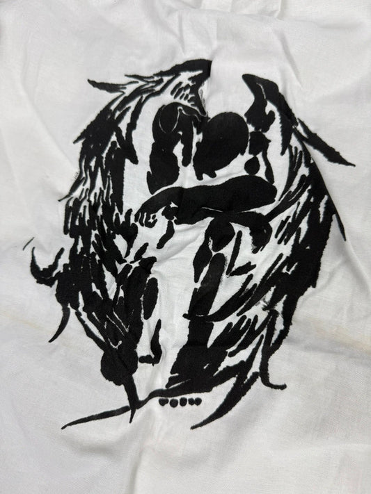 Chemise blanche design streetwear y2k hip-hop fait main taille M n•481