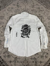 Chemise blanche design streetwear y2k hip-hop fait main taille M n•483