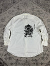 Chemise blanche design streetwear y2k hip-hop fait main taille L n•484