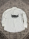 Chemise blanche design streetwear y2k hip-hop fait main taille XL n•485