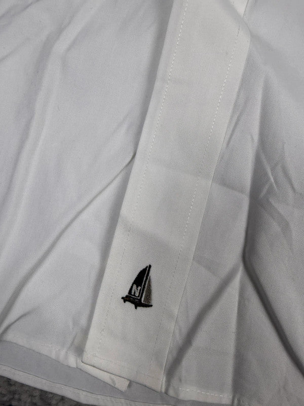 Chemise blanche design streetwear y2k hip-hop fait main taille XXL n•486