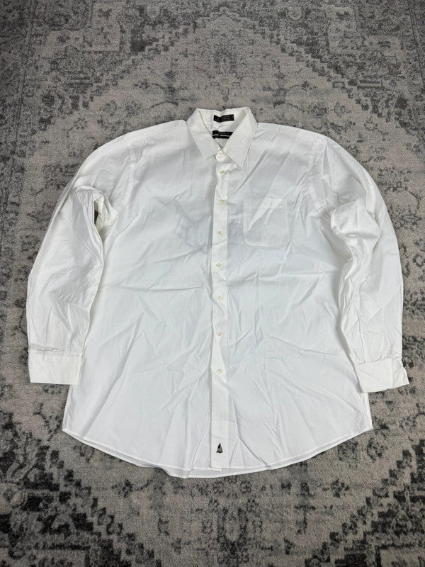 Chemise blanche design streetwear y2k hip-hop fait main taille XXL n•486