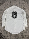 Chemise blanche design streetwear y2k hip-hop fait main taille M n•487