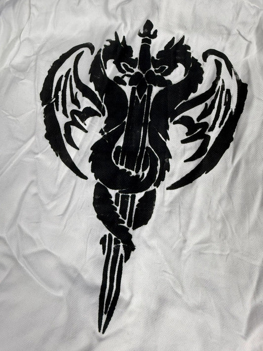 Chemise blanche design streetwear y2k hip-hop fait main taille M n•488