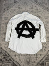 Chemise blanche design streetwear y2k hip-hop fait main taille XL n•491