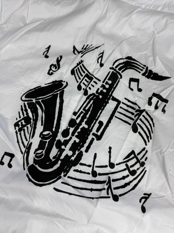 Chemise blanche design streetwear y2k hip-hop fait main taille XXL n•494