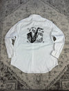 Chemise blanche design streetwear y2k hip-hop fait main taille XXL n•494