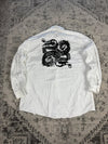 Chemise blanche design streetwear y2k hip-hop fait main taille XXL n•495