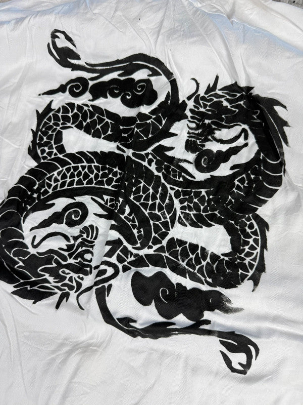 Chemise blanche design streetwear y2k hip-hop fait main taille XXL n•495