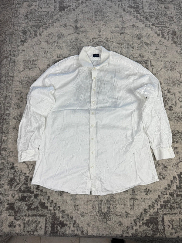 Chemise blanche design streetwear y2k hip-hop fait main taille XXL n•495