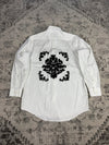 Chemise blanche design streetwear y2k hip-hop fait main taille M n•496