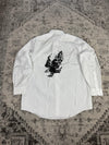 Chemise blanche design streetwear y2k hip-hop fait main taille XL n•497