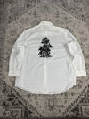 Chemise blanche design streetwear y2k hip-hop fait main taille XXL n•498