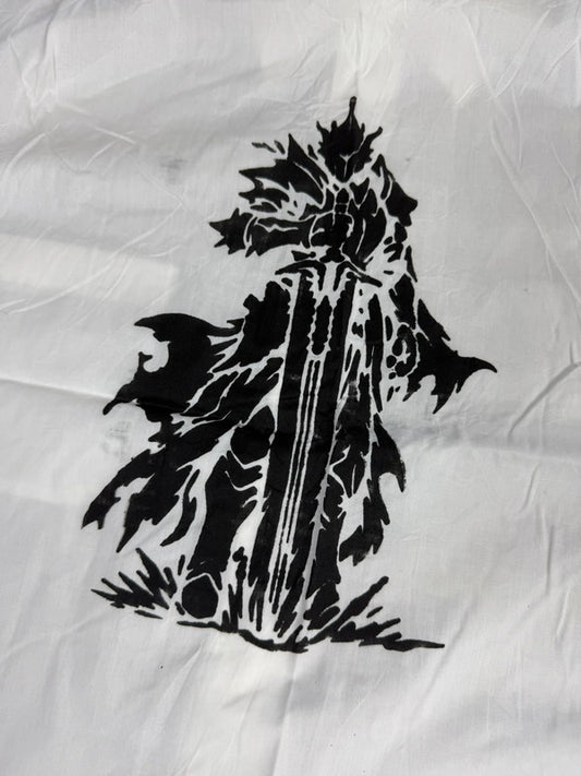 Chemise blanche design streetwear y2k hip-hop fait main taille XXL n•498