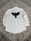 Chemise blanche design streetwear y2k hip-hop fait main taille L n•499