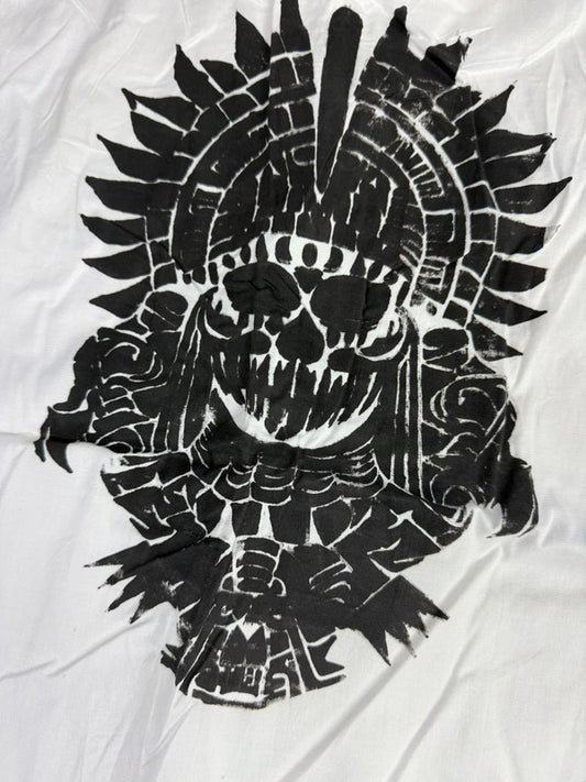 Chemise blanche design streetwear y2k hip-hop fait main taille S n•500